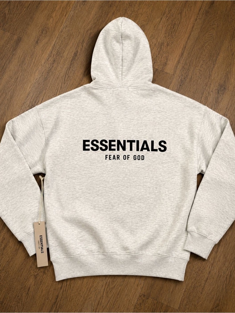 Fear of God ESSENTIALS Heather Gray Back-Logo Hoodie